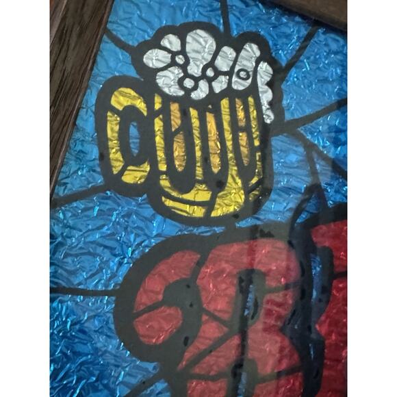 VTG Foil Beer Sign Glitter Art Glass Pub Room Bar Decor Framed Mancave She Shed - Picture 3 of 6